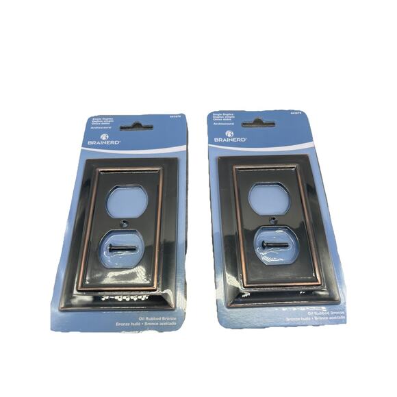 Lot Of 2 Brainerd Single Duplex Outlet Wall Plate Oil Rubbed Bronze. {107}. - Picture 1 of 10